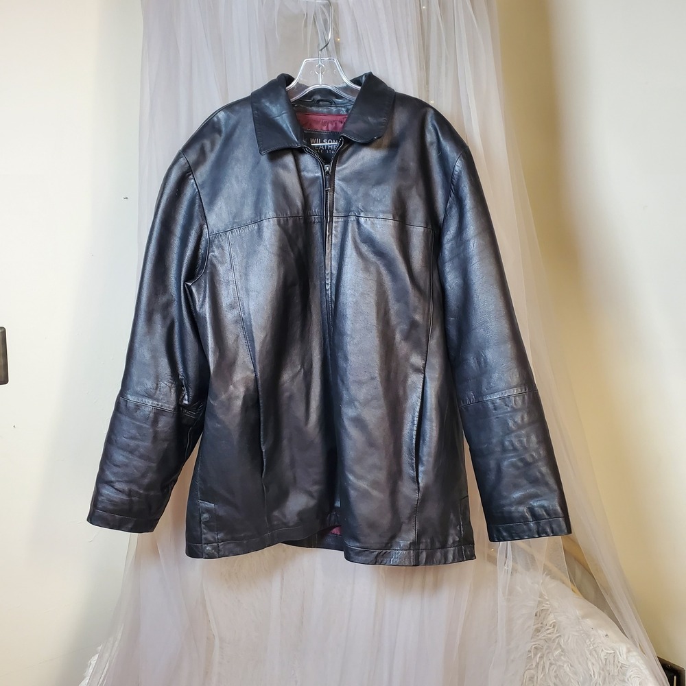 Vtg Wilsons Leather Jacket Lightweight Dressy Lined Retro Classic Black Size L